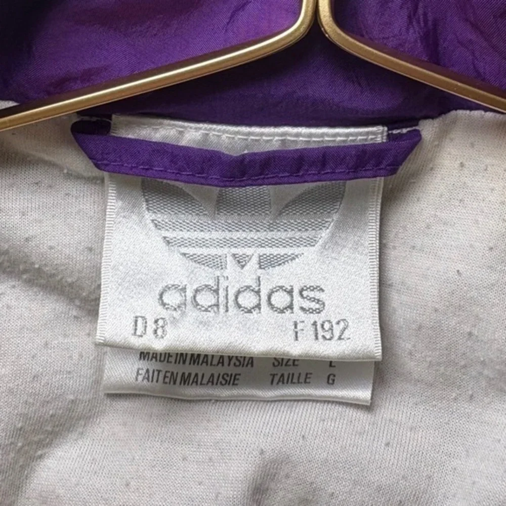 VINTAGE Adidas Track Jacket Purple Navy Blue Retro 90s Trefoil Large D8 F192 - Picture 6 of 11